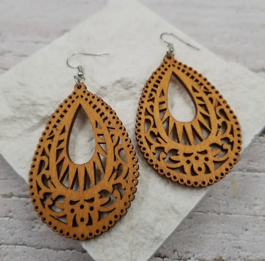 Handmade, Light Weight Abstract Totem Wood Earrings