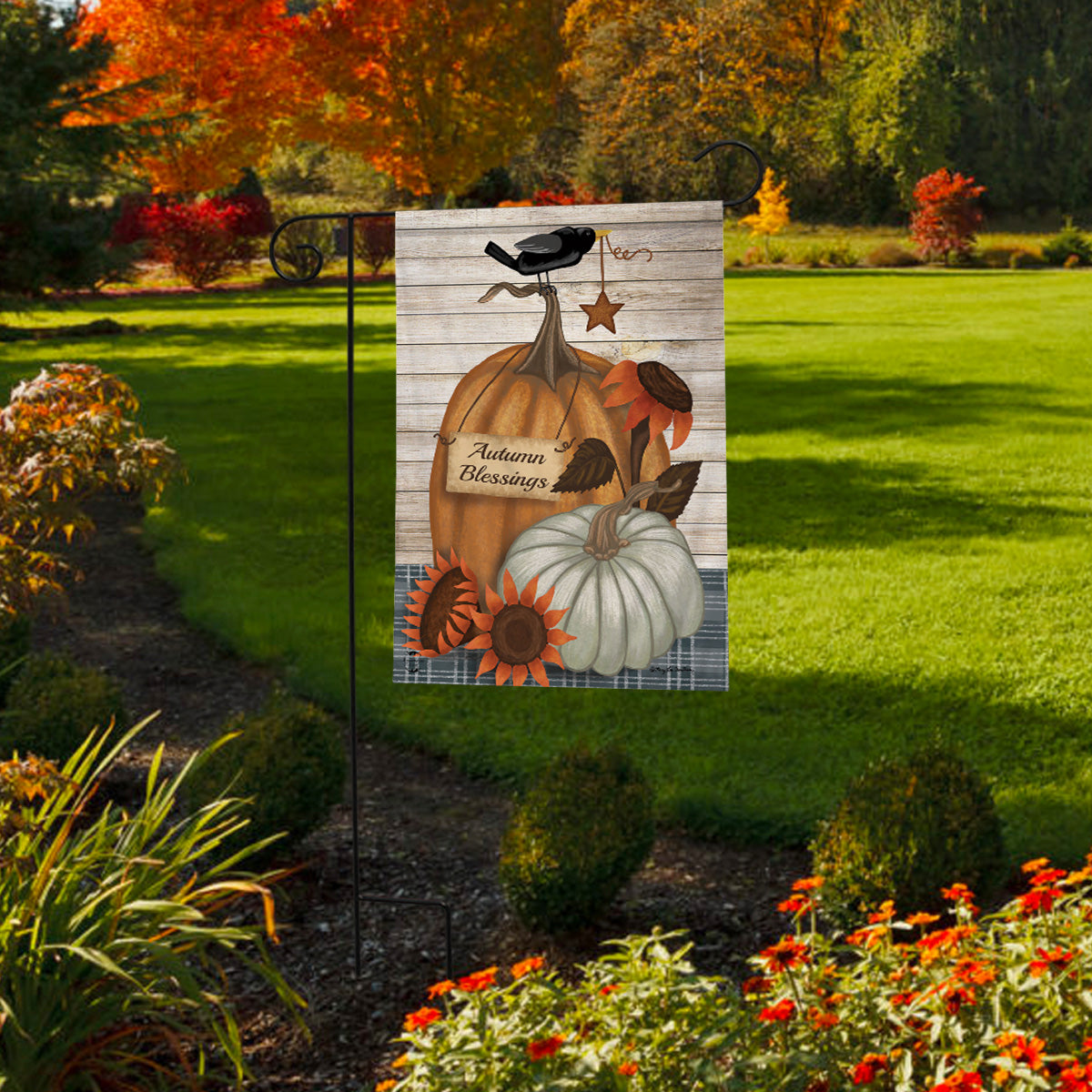 Rustic Autumn Blessings Garden Flag 12" X 18"