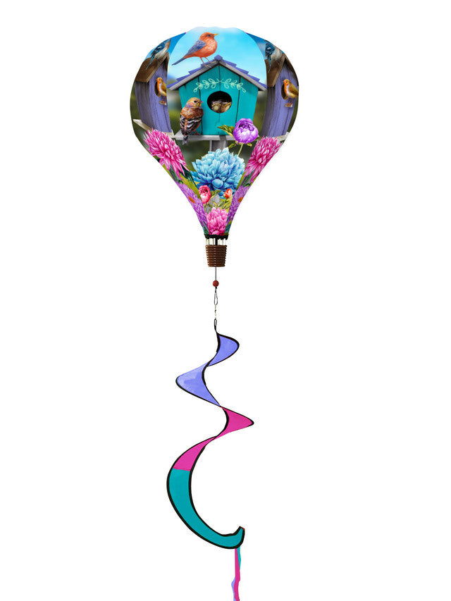 Colorful Birdhouses Hot Air Ballon Wind Twister