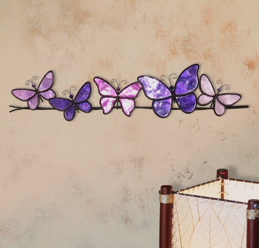 Butterflies on Wire Pink & Purple Wall Art