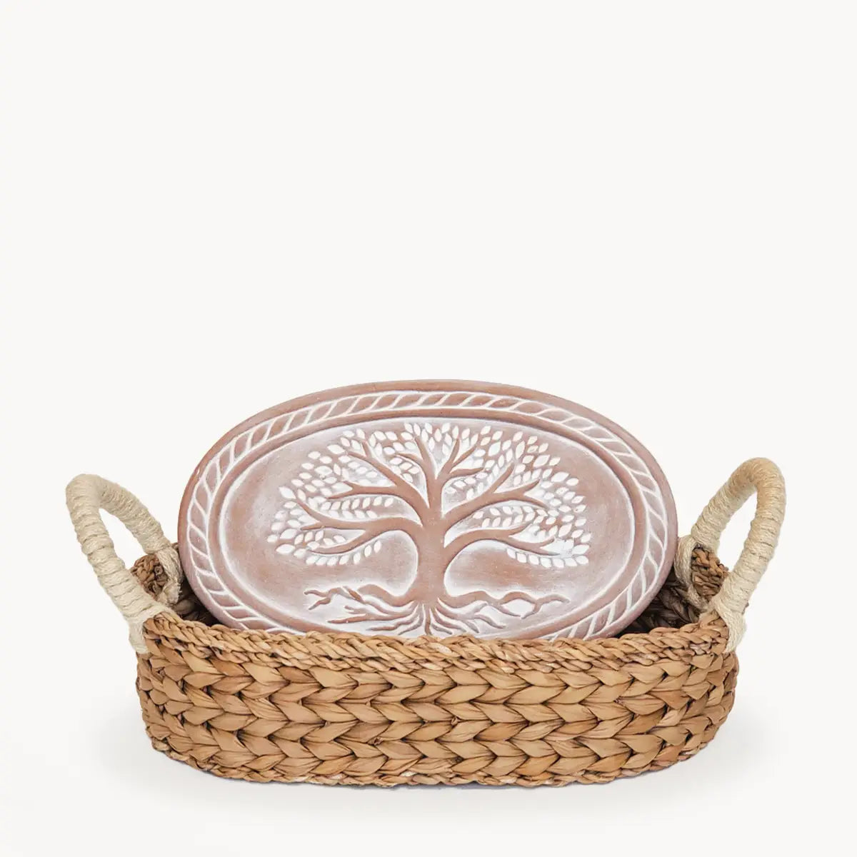 Handmade Bread Warmer & Wicker Basket - Tree of Life Oval