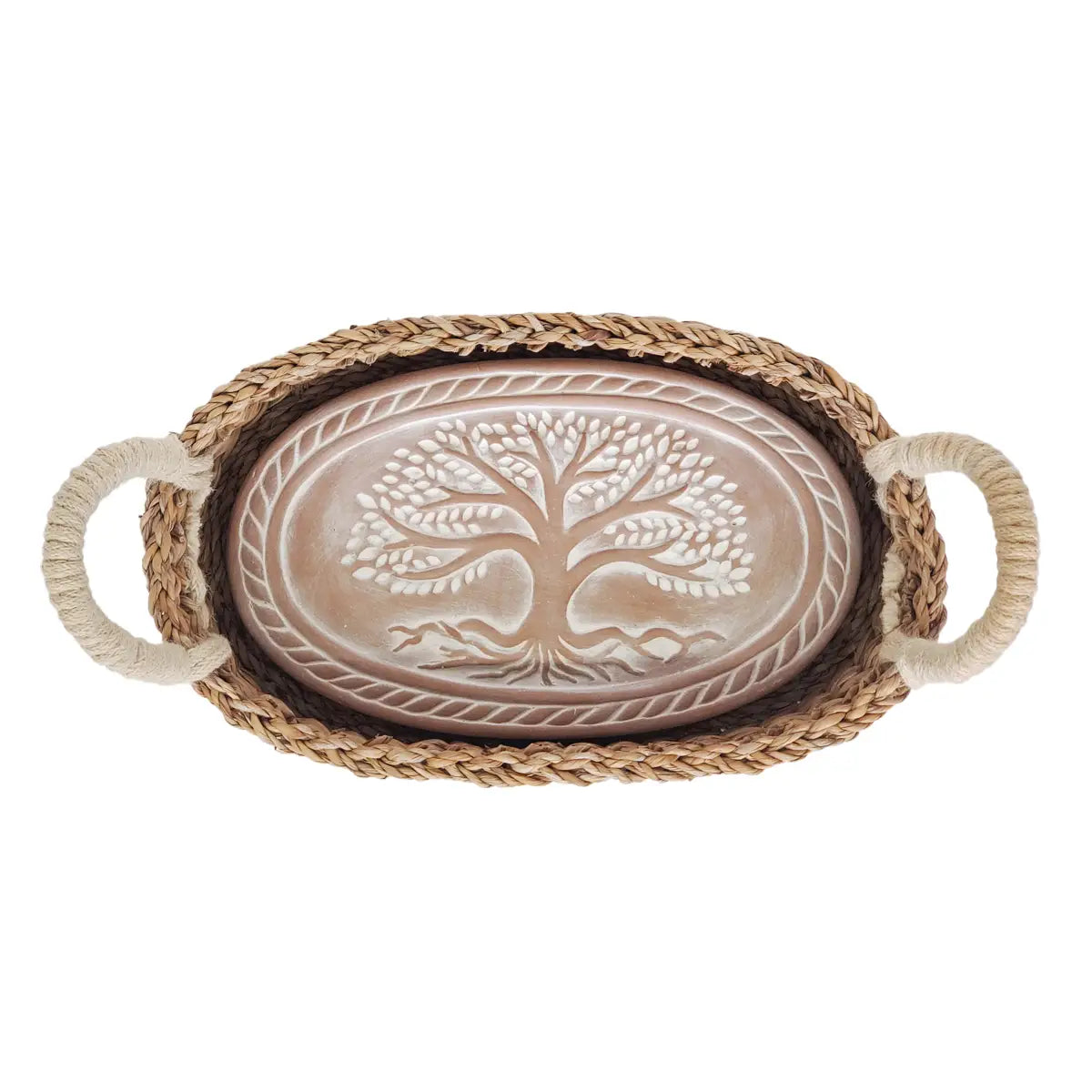 Handmade Bread Warmer & Wicker Basket - Tree of Life Oval