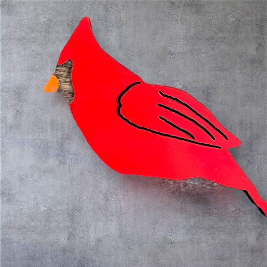 Handmade Wood Cardinal Magnet