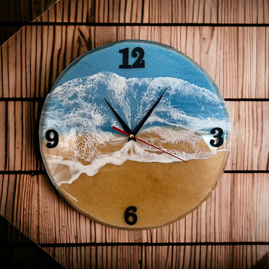 Handmade Epoxy Resin Beach Wave Clock