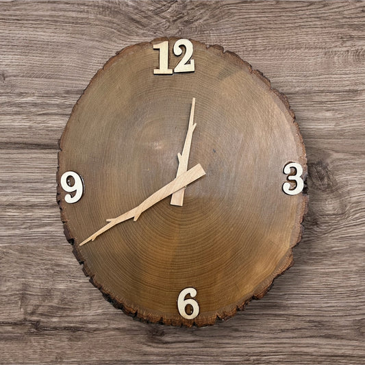 Black Walnut Wood Slice Clock with Wood Accents