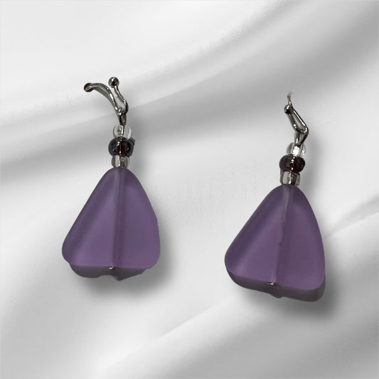 Handmade Sea Glass Drop Earrings Lavender