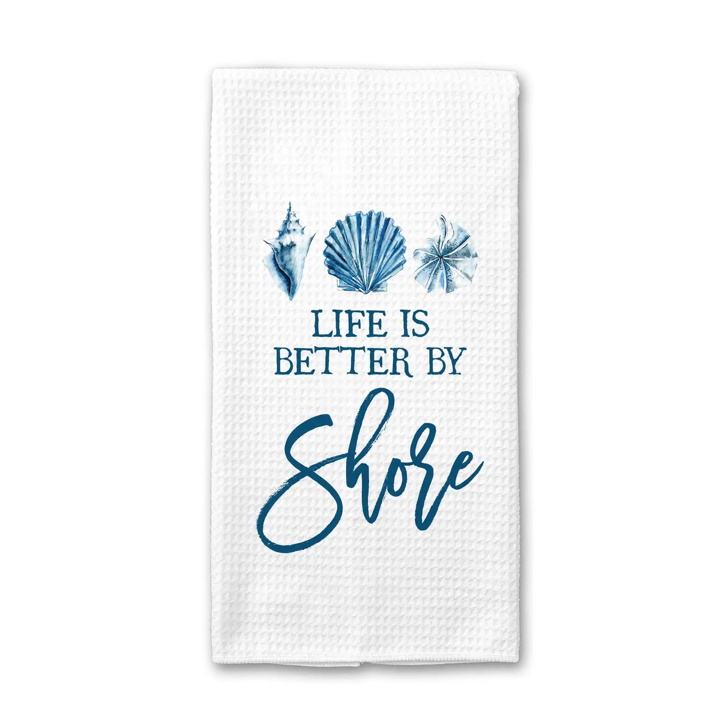 Life Better By Shore Coastal Dish Towel, Beach House Decor