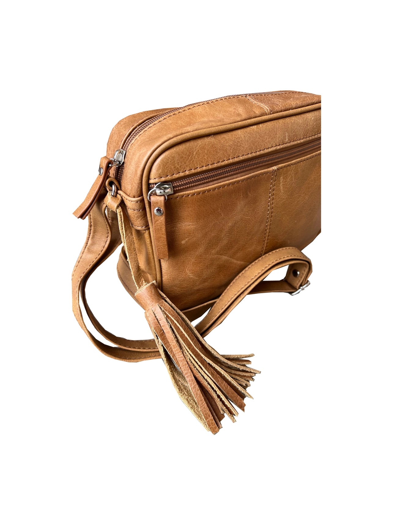 Genuine Cowhide Leather Crossbody Brown WO17