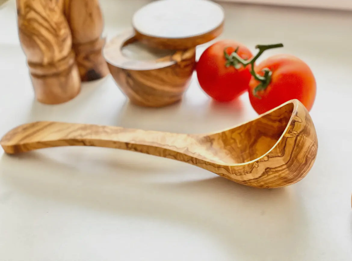 Handcrafted 10" & 12" Olive Wood Ladle - Hand Crafted in Italy