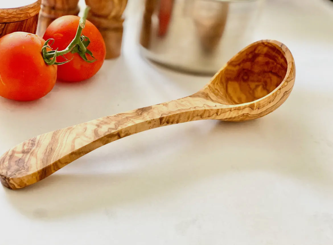 Handcrafted 10" & 12" Olive Wood Ladle - Hand Crafted in Italy