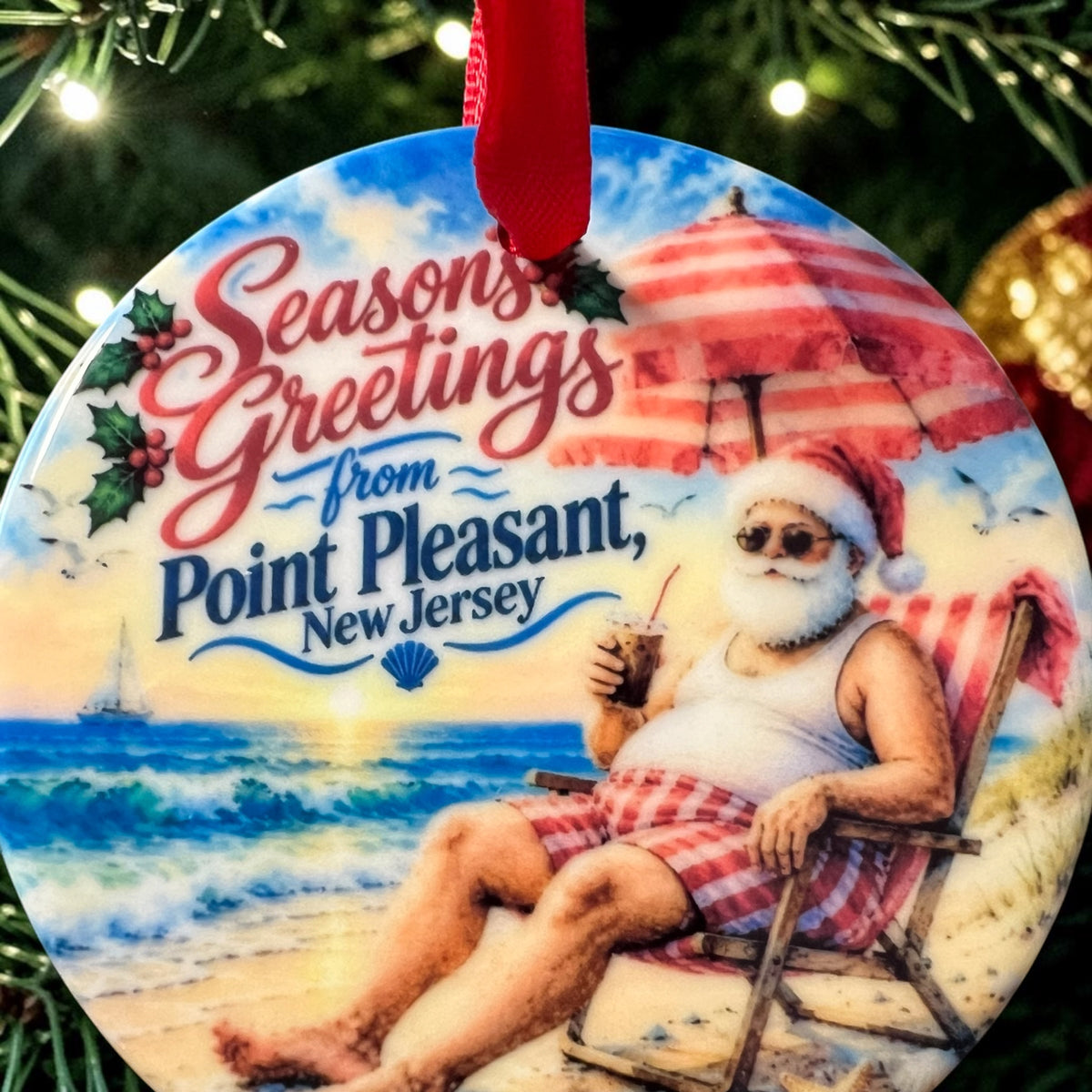 New Jersey Themed 3" Ceramic Christmas Ornaments