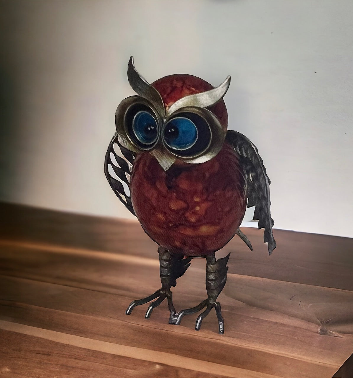Colorful Tabletop Metal Owl, Beautiful Unique Work of Art. Great Gift!!