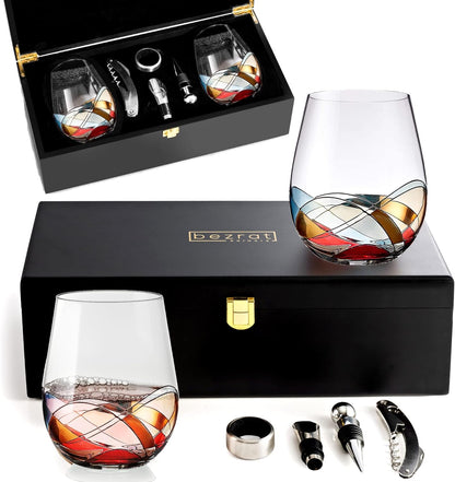 Stemless Wine Glasses Gift Set