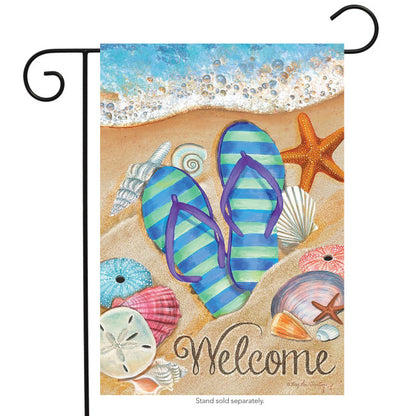 Welcome Flip Flop Garden Flag