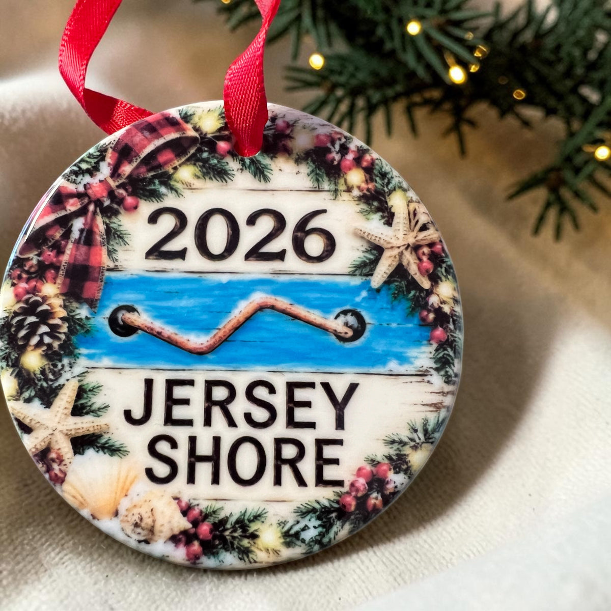 New Jersey Themed 3" Ceramic Christmas Ornaments