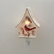 24k Porcelain Cardinal Birdhouse Night Light