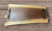 Handmade Black Walnut Charcuterie Board 24"x10" with Hammered Handles