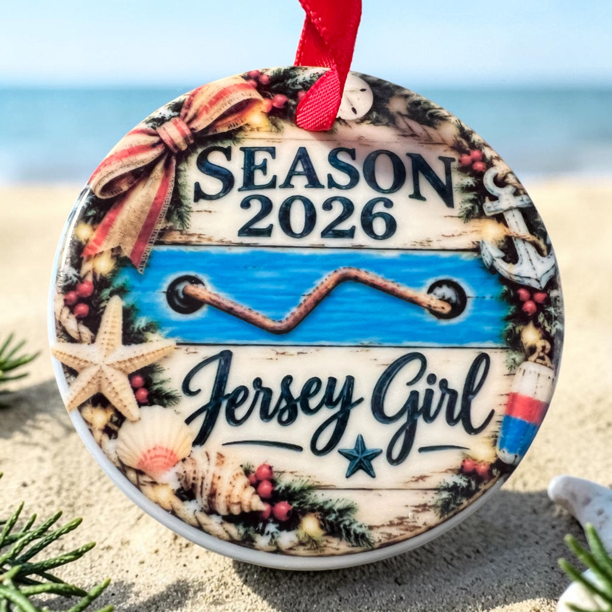 New Jersey Themed 3" Ceramic Christmas Ornaments