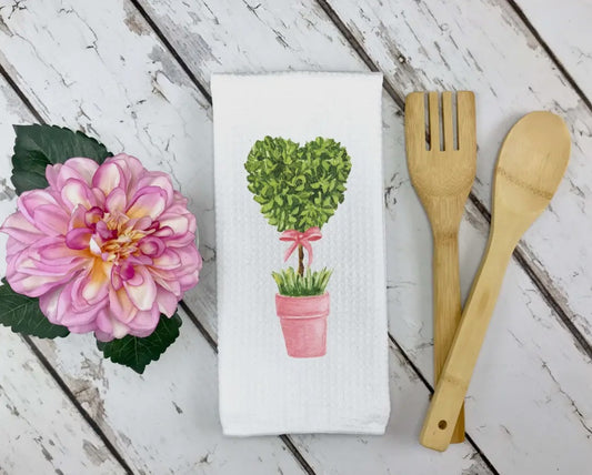 Potted Heart Tree Kitchen Towel