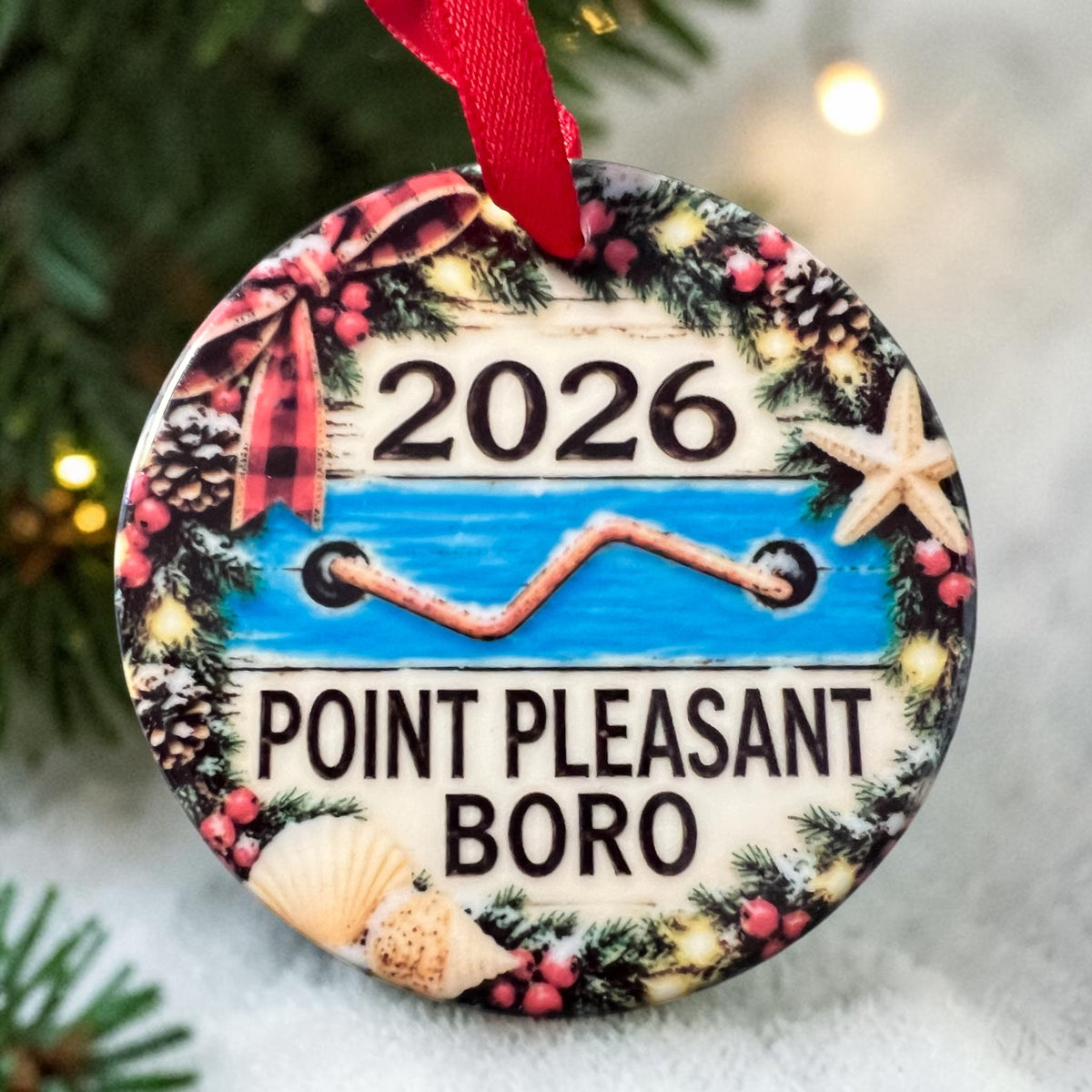 New Jersey Themed 3" Ceramic Christmas Ornaments