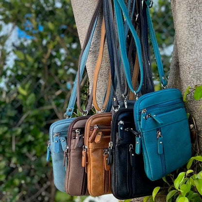 Genuine Cowhide Leather Crossbody Light Brown