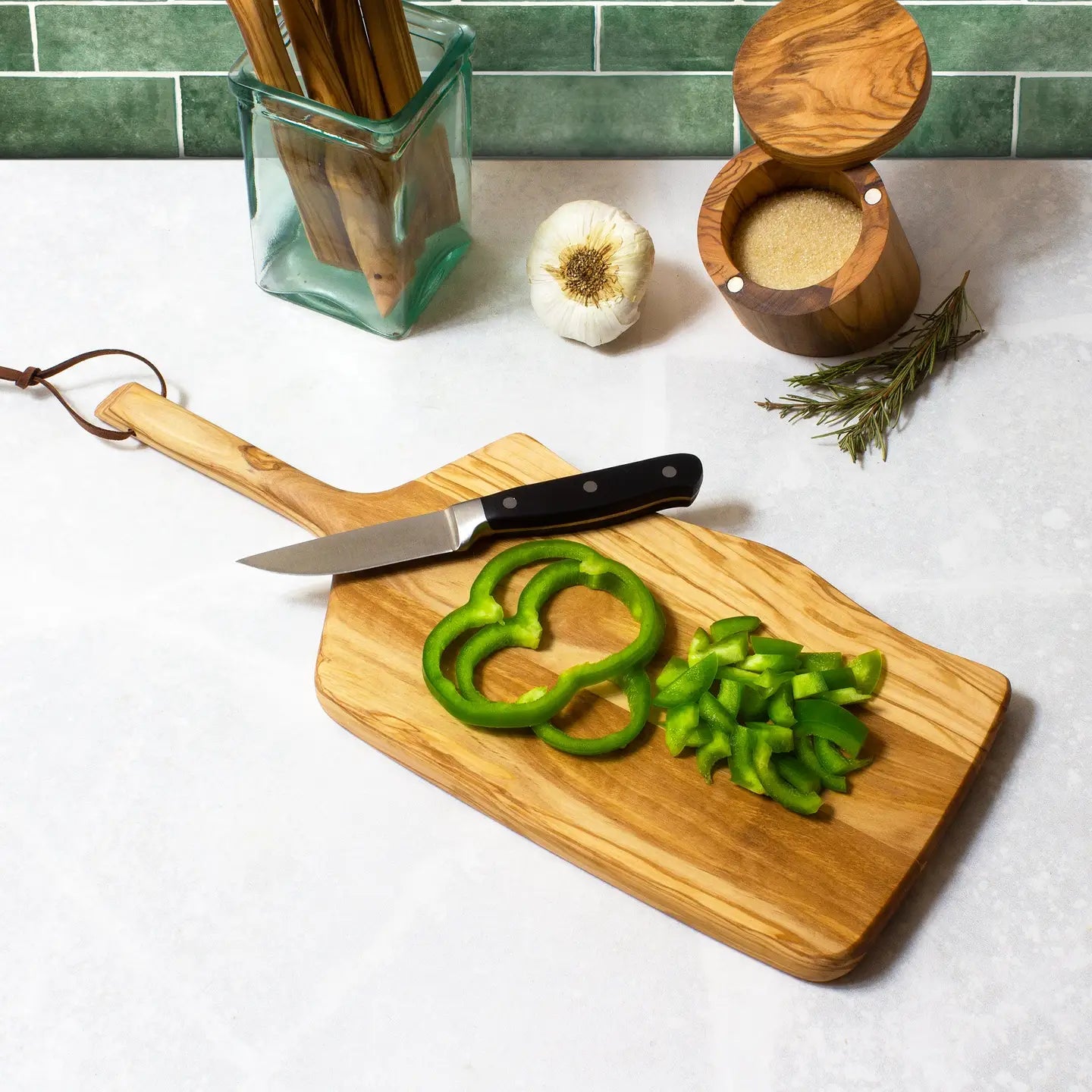 Olive Wood Charcuterie Serving Paddle Cutting Board