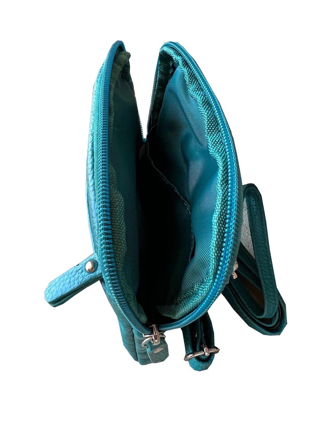 Genuine Cowhide Leather Crossbody Light Blue