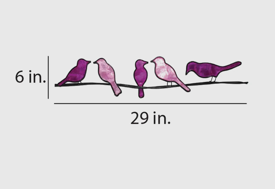 Birds on Wire Pink & Purple Capiz Shells