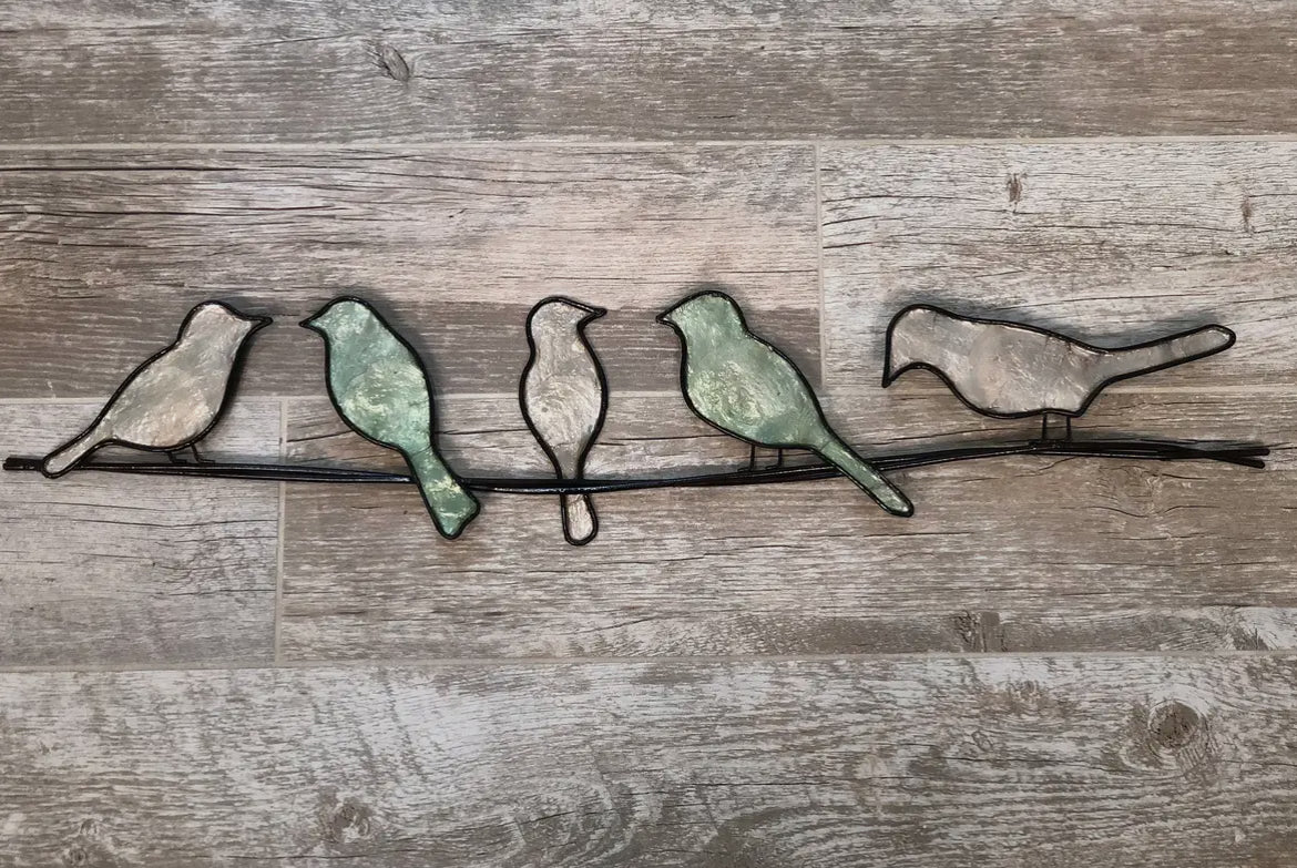 Birds on Wire Pink & Purple Capiz Shells