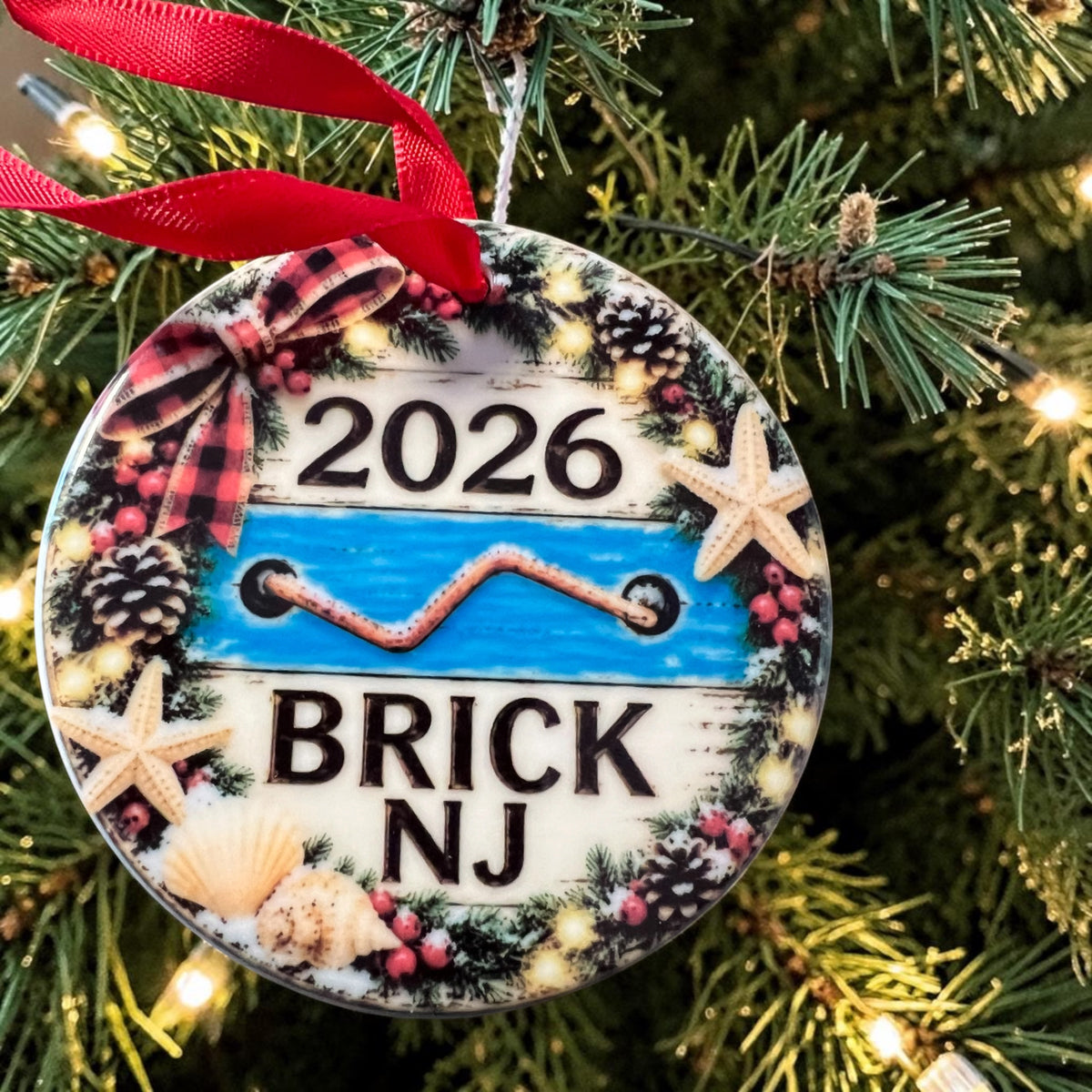 New Jersey Themed 3" Ceramic Christmas Ornaments