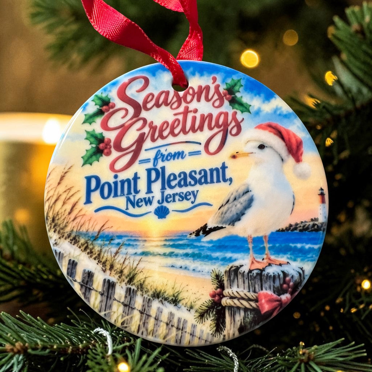 New Jersey Themed 3" Ceramic Christmas Ornaments