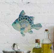Blue Sea Base Fish Metal Wall Art