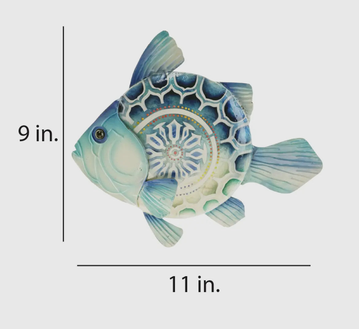 Blue Sea Base Fish Metal Wall Art