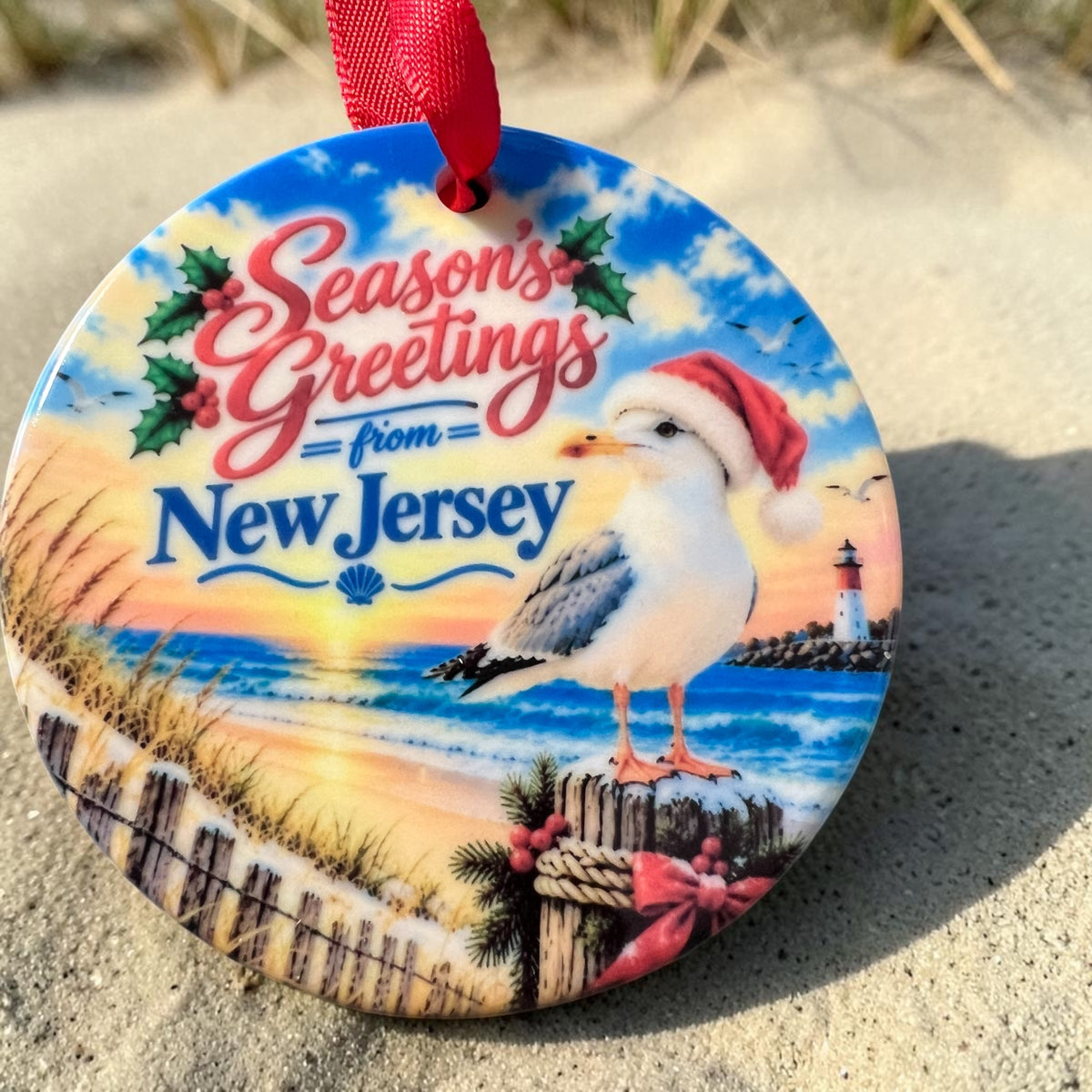 New Jersey Themed 3" Ceramic Christmas Ornaments