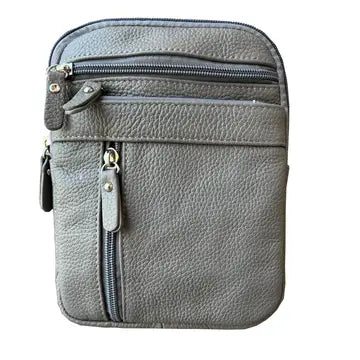 Genuine Cowhide Leather Crossbody Grey