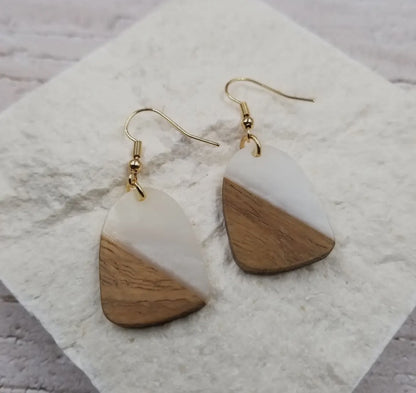 Wood & Resin Gold Foil Earring