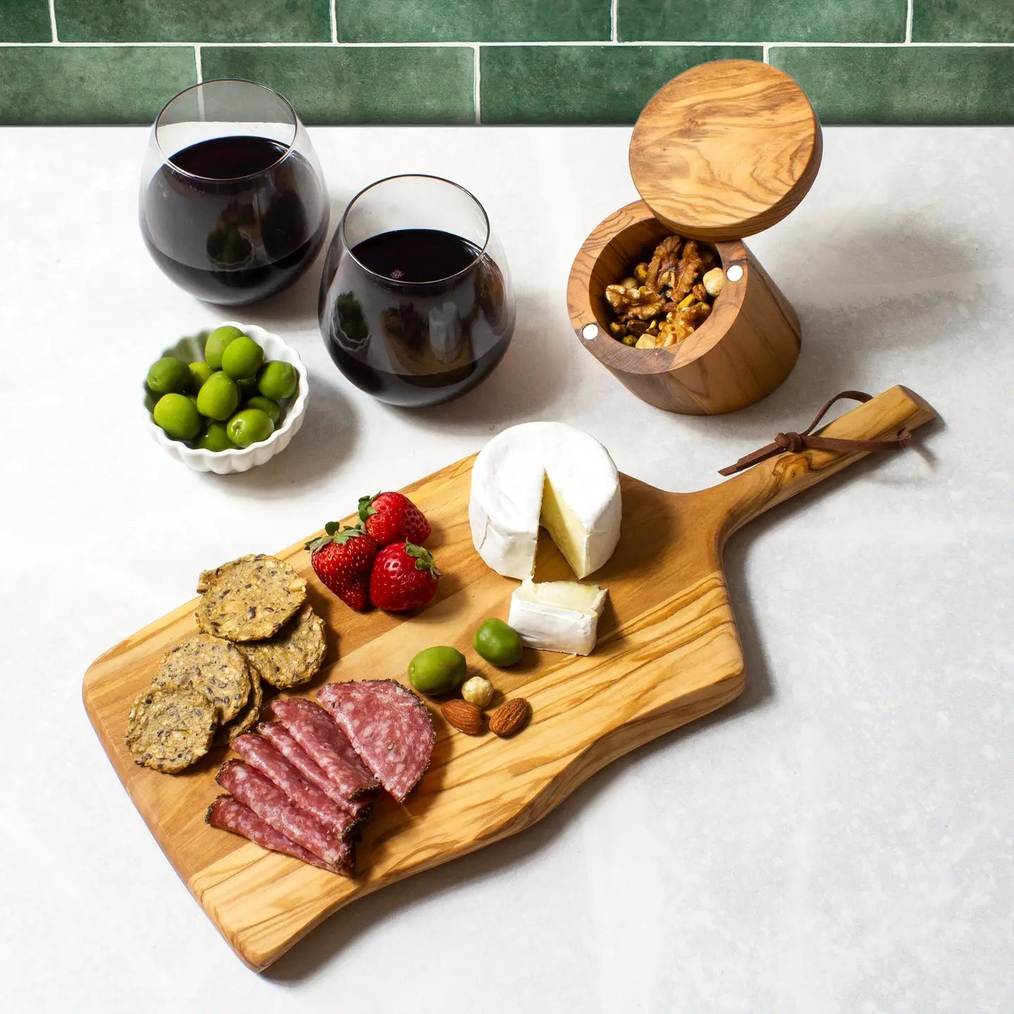 Olive Wood Charcuterie Serving Paddle Cutting Board