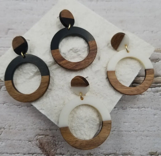 Wood & Resin Ghoop Earrings