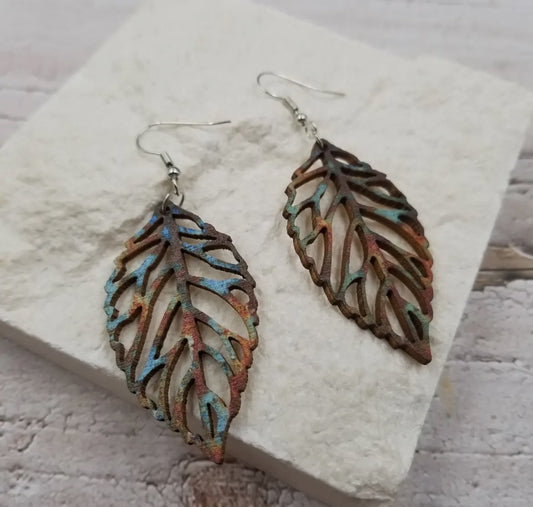 Bohemiam Wood Leaf Earrings