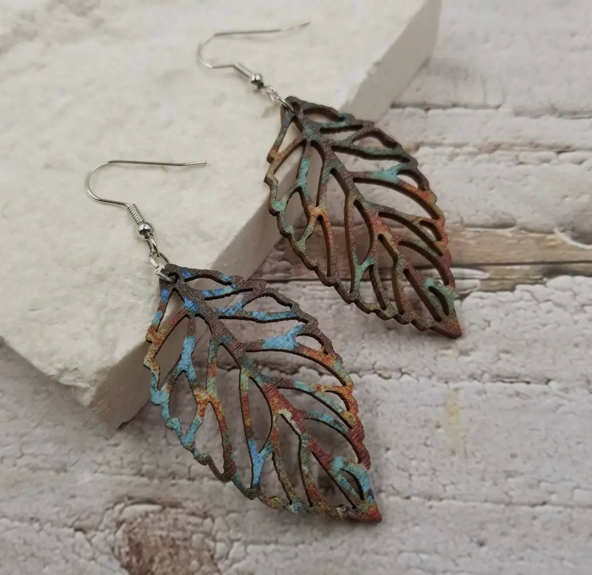 Bohemiam Wood Leaf Earrings