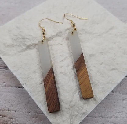 Resin Wood Bar Earrings