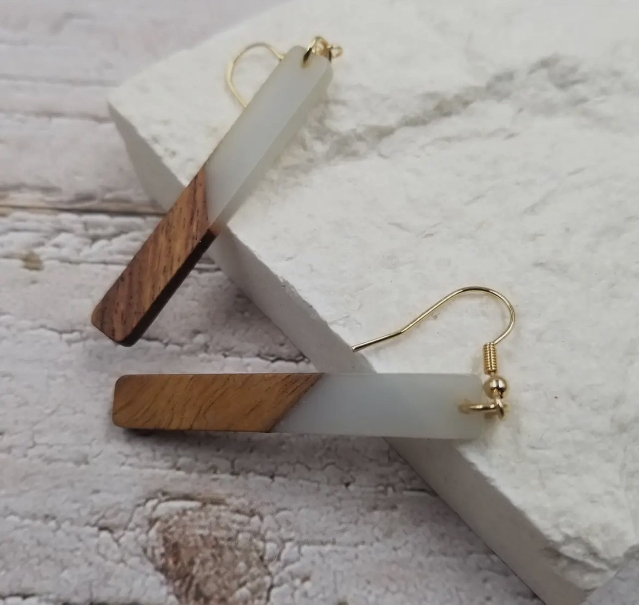 Resin Wood Bar Earrings