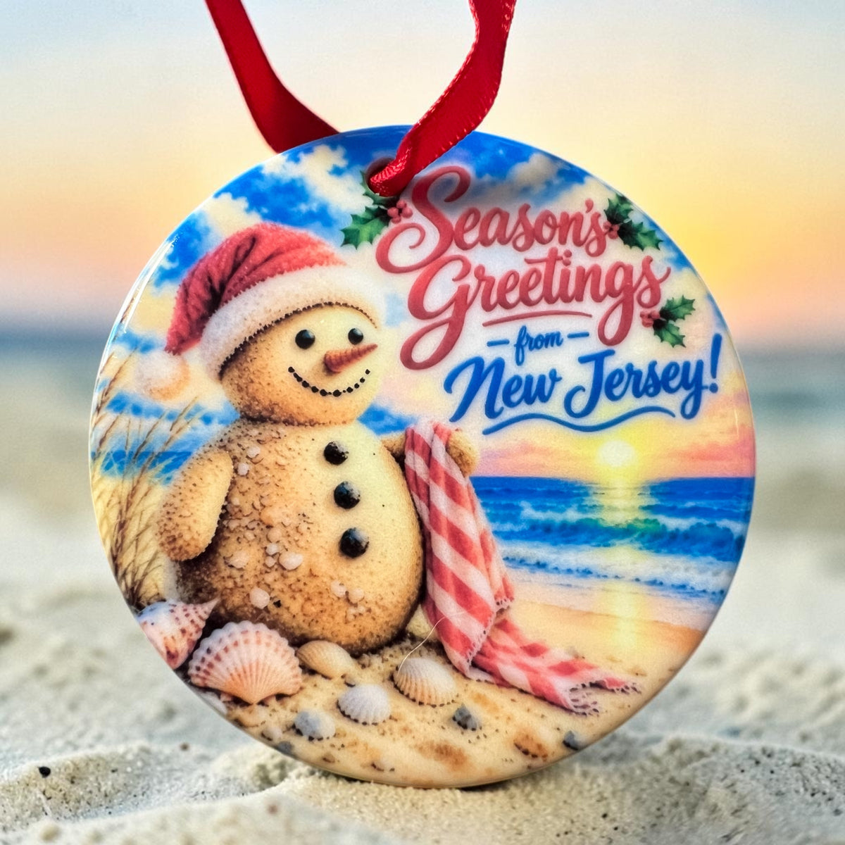 New Jersey Themed 3" Ceramic Christmas Ornaments