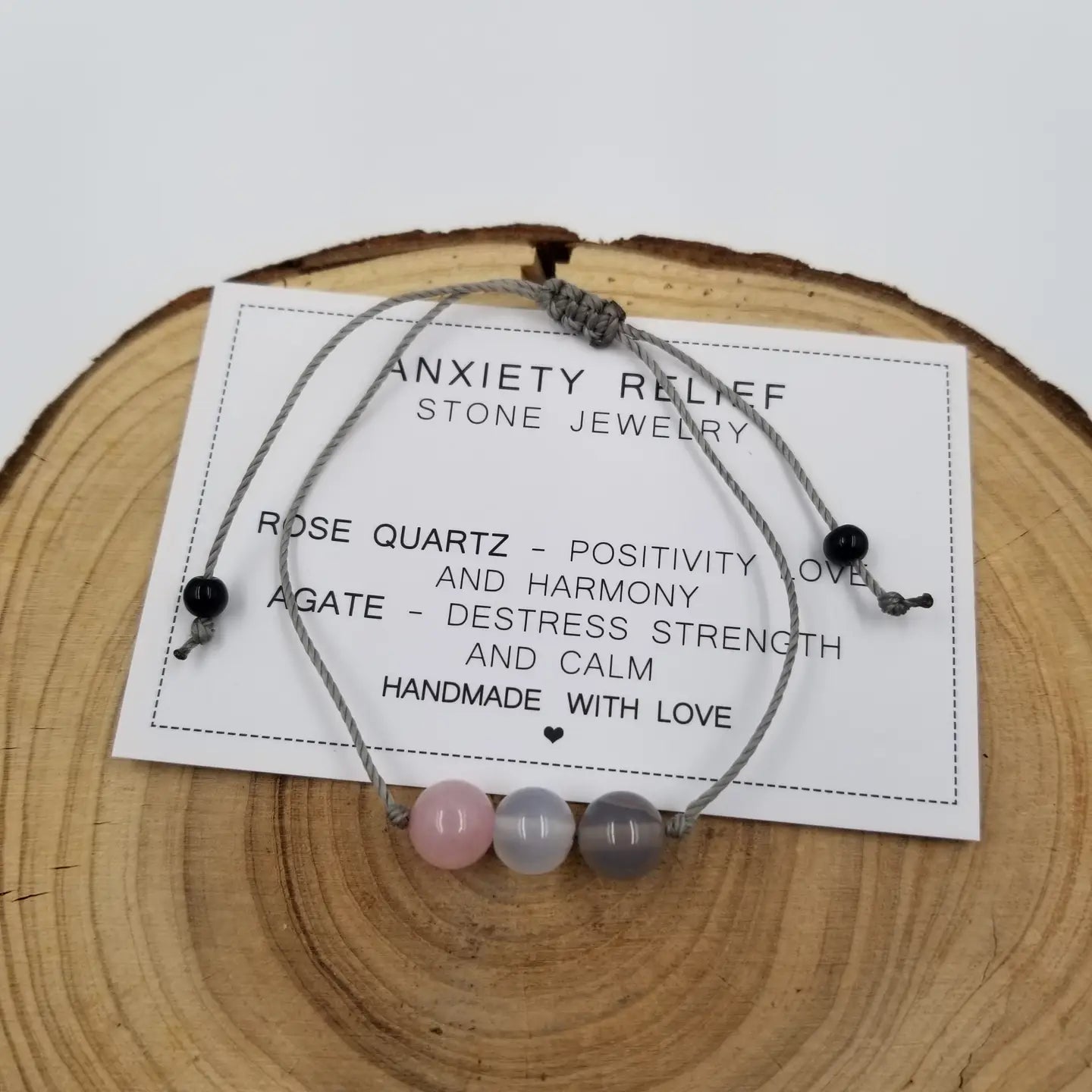 Stone Bead Woven Bracelet Gift - Anxiety Relief