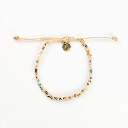 Cream Sofitel Beaded Anklet, Surfer Boho Jewelry, By Koh Surf