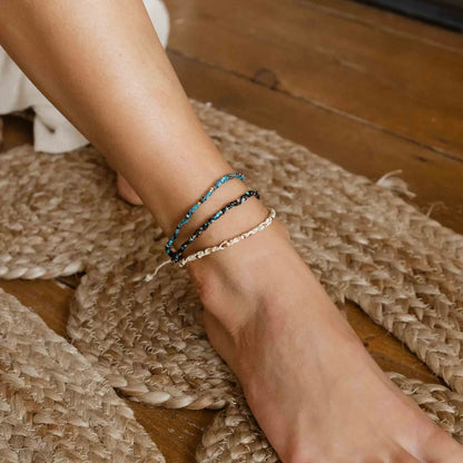 Teal Anklet Sofitel Beaded Anklet, Surfer Boho Jewelry, By Koh Surf