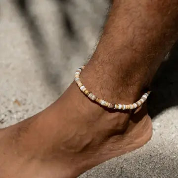 Nusa Lembongan Wood Bead Anklet, Surf, By Pineapple Island