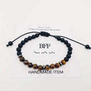 Handmade BFF Morse Code 6mm Tiger Eye Stone Beads Bracelets