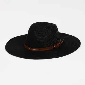 Woven Buckle Band Fedora Hat Black