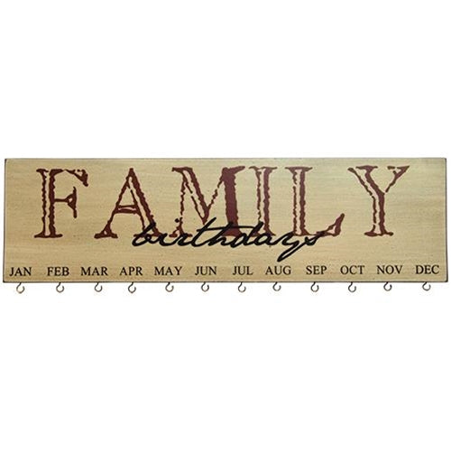 Family Birthday Calendar, Burgundy